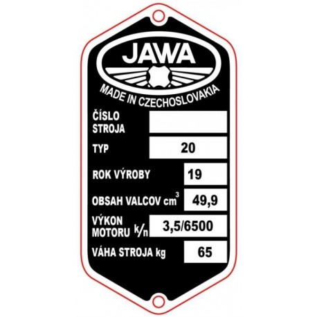 výrobní štítek s nýty - PIO 20