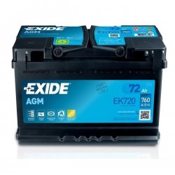 autobaterie 12V / 72 Ah , EXIDE EK720 AGM, EN 760A